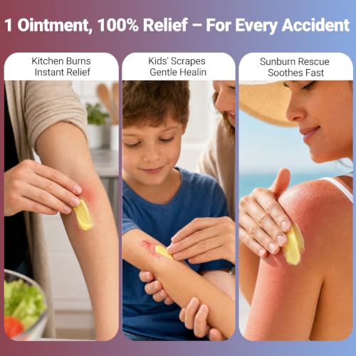 First Aid Burn Ointment with Camellia Oil, Fast-Acting Natural Relief for Burns, Sunburns, Cuts & Scrapes, Ensitive Skin Safe, 1.76oz 1.76 Ounce(50g)