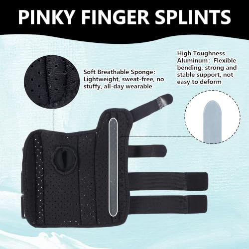 Pinky Finger Splint - Boxer Fracture Splint, Metacarpal Finger Splint Hand Brace Stabilizer for Broken, Ulnar Gutter Support, Arthritis, Injury, Tendonitis Black Right