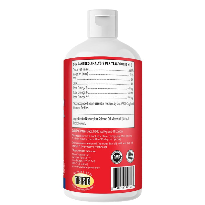 Premium Salmon Oil for Dogs – Pure Norwegian Salmon Oil High in Omega 3 EPA & DHA -Powerful Fish Oil for Dogs Skin & Coat, Hip & Joints, Allergies & Itchy Skin – Omega 3 Fish Oil for Dogs-8oz Liquid 8 oz
