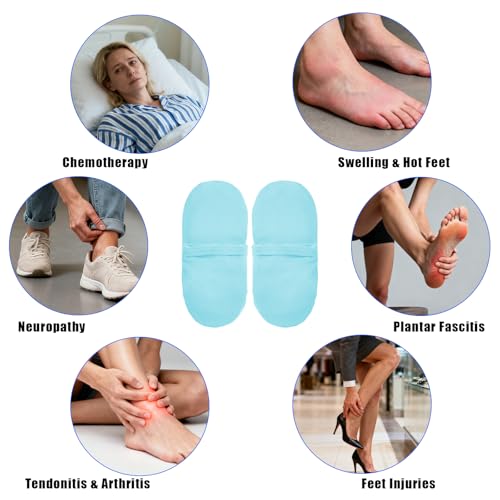 Reusable Cold Therapy Socks, Ice Pack for Feet Heels Injuries Swelling, Hot and Cold Therapy Socks for Plantar Fasciitis Neuropathy Chemotherapy Pain Relief for Foot Ankle (Green) Green