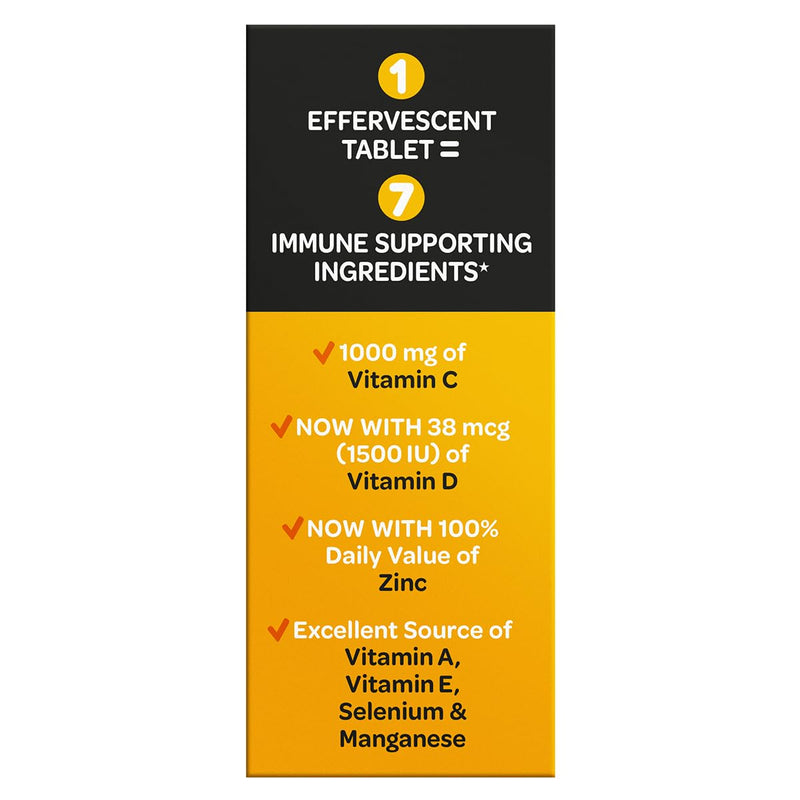 Airborne 1000mg Vitamin C + Zinc Sugar Free Multivitamin Immune Support Effervescent Fizzy Drink Tablets, Zesty Orange Flavor with Powerful Antioxidants Vitamins A C & E, 30 Tablets (2 Pack) 30 Count (Pack of 2)