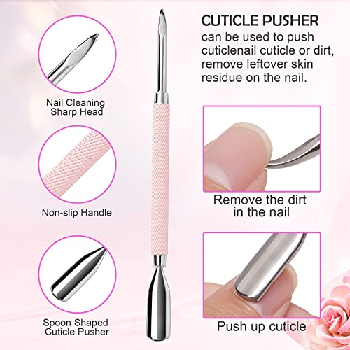 Makartt 3 Pcs Pink Cuticle Nipper Set, Stainless Steel Pusher & Scraper Pink-3pcs