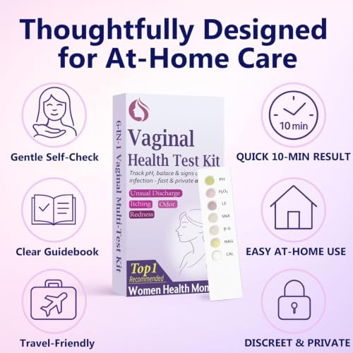 6-in-1 Vaginal Health Test Kit for Women – pH & Balance Awareness,BV,Yeast,Microbiota Check,Easy at-Home Self-Check for Intimate Wellness –for Monitoring Discharge, Odor, Itching Symptoms