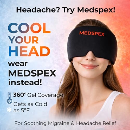Migraine Relief Cap [One Size] Headache Relief Cap for Cooling Ice Head Wrap, Hot/Cold Therapy Compression Gel Sinus Cover |Head Wrap for Tension, Puffy Eyes |Healthcare Hot & Cold Therapies Black - Head