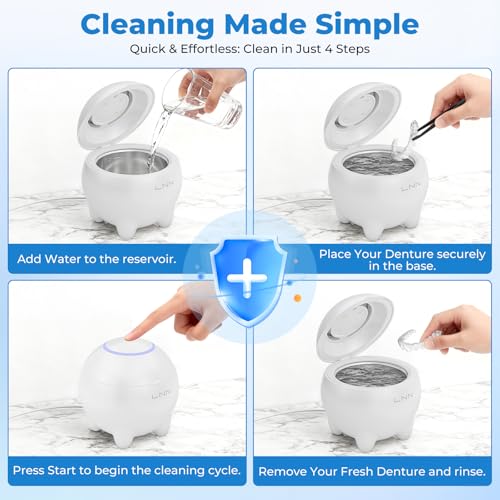 Ultrasonic Retainer Cleaner, 45kHz Cleaning Machine for Retainers, Aligners, Dentures, Mouth Guards & Toothbrush Heads, 180ML Portable Cleaning Pod with 5-Min Auto Cycle