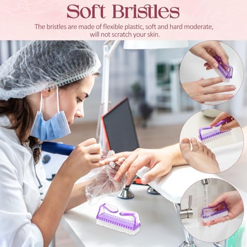 EBOOT 4 Pcs Nail Brush for Scrubbing 3x1.5 x1'', Pink,Clear,Orange,Purple