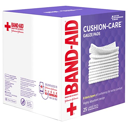 BAND-AID Brand Absorbent Cushion Care Sterile Square Gauze Pads for First Aid Protection of Minor Cuts, Scrapes & Burns, Non-Adhesive, Wound Care Dressing Pads, Large, 4 in x 4 in (Pack of 125) 4x4 Inch (Pack of 125)