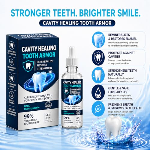 Cavity Healing Tooth Armor Liquid, Daily Tooth Surface Support Drops for Enamel Care, Sensitivity Comfort and Fresh Breath, At-Home Oral Care, 60 mL, 2 Pack