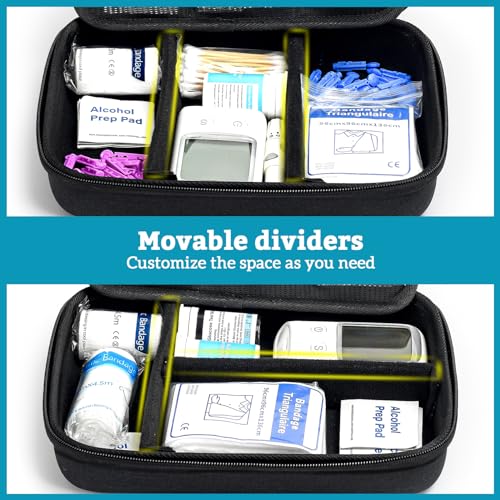 ProCase Diabetes Travel Case for Diabetic Supplies -Black Large Storage Case(10.5" x 8.5" x 2.8") Black