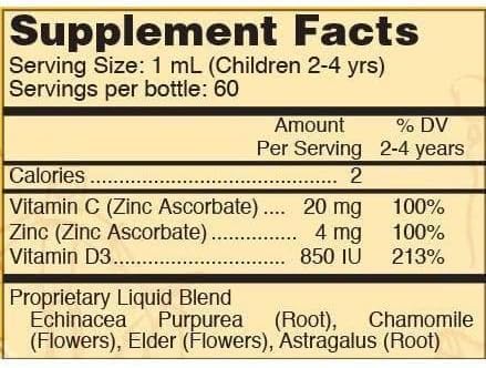 Systemic Formulas Tuff Play Kids Immune Support Supplement, 2 Fl Oz, with Vitamins C, D3 and Zinc #530