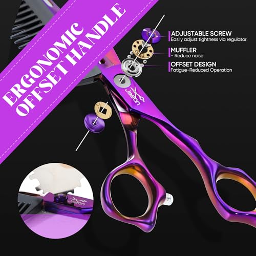 JASON Hair Cutting Scissors Shears- 6" 2 in 1 With Detachable Comb Purple 6 inches - 2-in-1 with Comb (Purple)