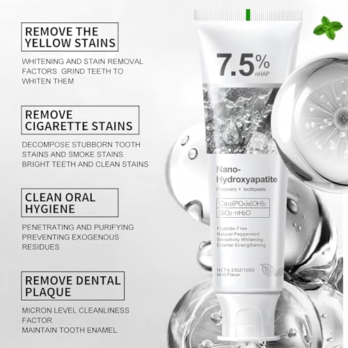 7.5% Hydroxyapatite Toothpaste, 7.5% Hydroxyapatite Toothpaste for Advanced Enamel Protection, Appropriate for Sensitive Teeth, Gentle and Effective Formula, Fresh Mint (3) 3