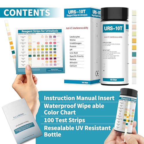 Palinoia 10-Parameter Urine Test Strips for Urinalysis, 100 Count