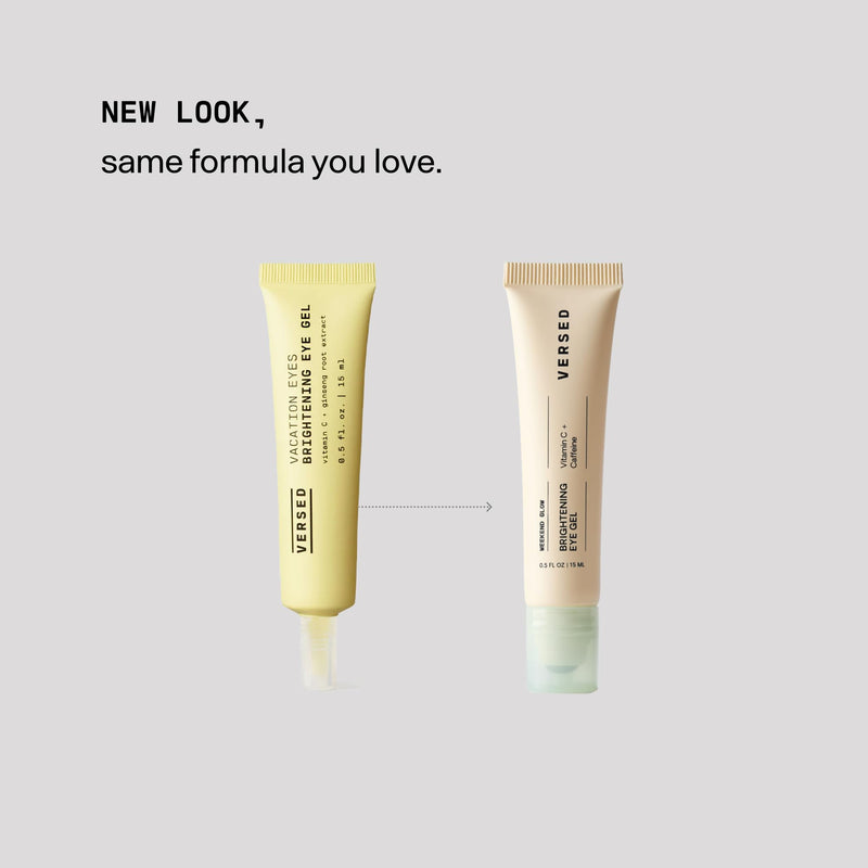 VERSED Weekend Glow Brightening Serum | Vitamin C & Caffeine, 0.5 Oz | Cooling applicator helps depuff tired under-eyes, soothe delicate skin and reduce the look of dark circles