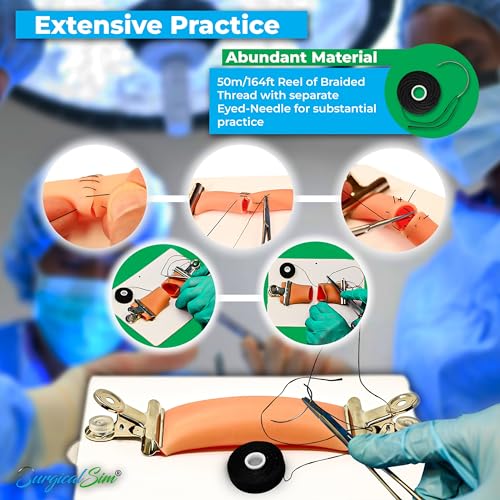SurgicalSim Bowel Anastomosis Suture Practice Kit, End-to-End Techniques, Includes 0.8" Diameter Intestinal Model, Tool Kit, Threads, Ideal for Practice