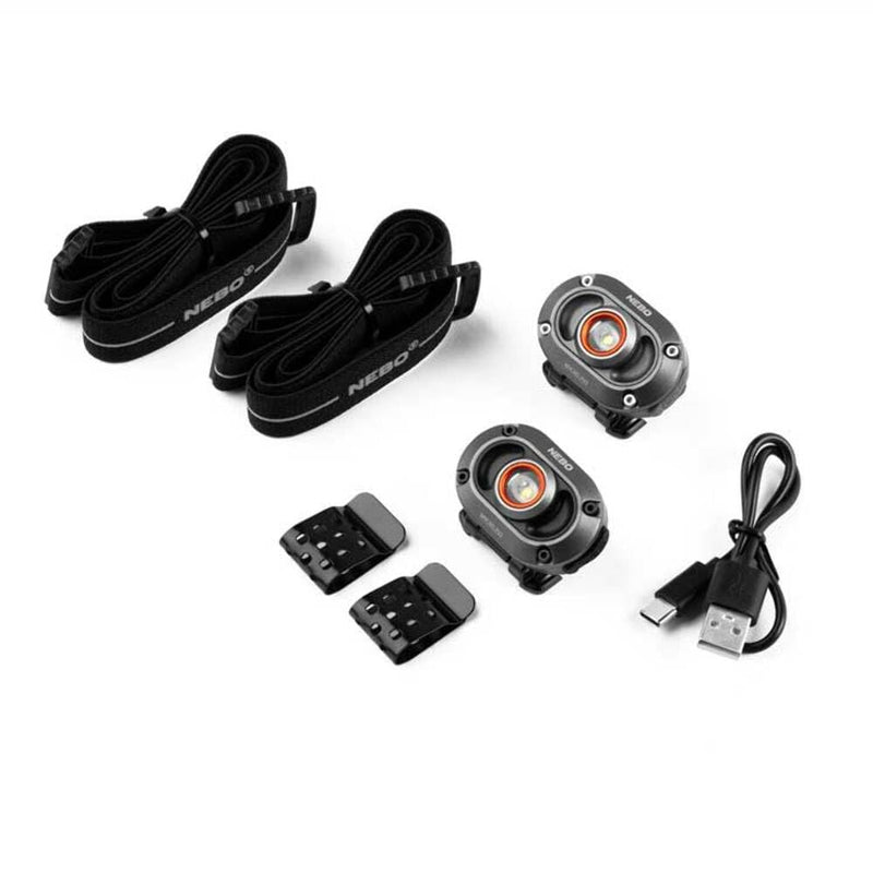 NEBO MYCRO 250 Rechargeable Headlamp | 250 Lumens, 3 Light Modes, Water Resistant, Adjustable Strap, Super Bright Head Lamp for Camping & Hiking, Includes USB Charging Cable — 2 Pack