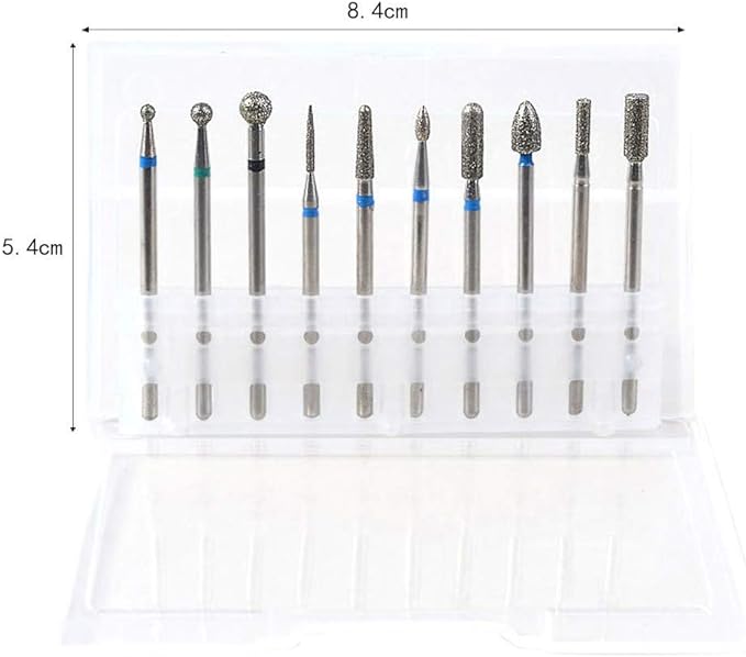10PCS Nail Art Grinding Drill Bit Electric Nail Machine Diamond Bullet Bit C Safe and Comfortable - BeesActive Australia