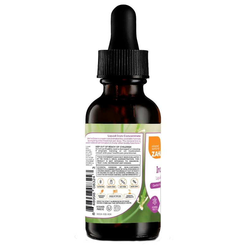 Zahler's Iron Drops, Liquid Iron Concentrate, Gentle and Non-Constipating Iron Formula, 2 Fl OZ. Unflavored 2 Fl Oz (Pack of 1)