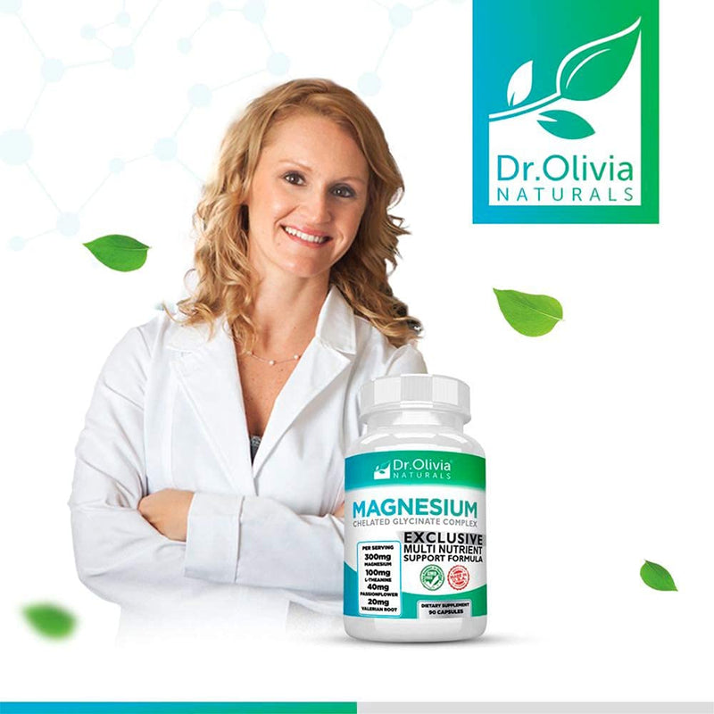 Dr. Olivia's Magnesium Glycinate Complex w/L-Theanine Passionflower & Valerian Root - 90 Capsules - BeesActive Australia