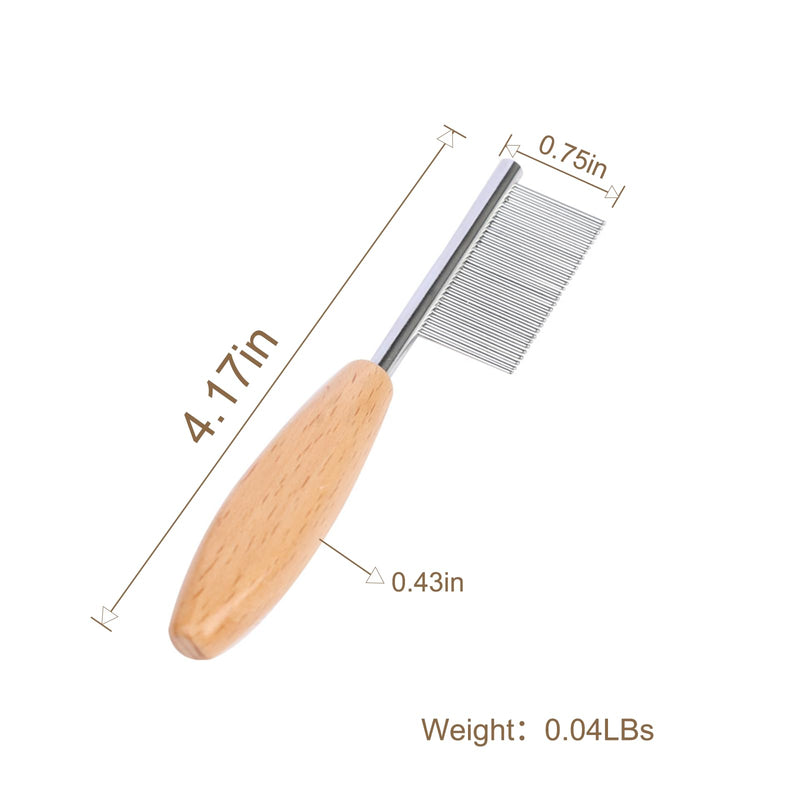 Grooming Comb for Pets 2pcs Solid Wood Cat&Dog Combs Stainless Steel Pin Teeth Wooden Handle for Removing Tangles and Knots Cat Flea Comb for Long Short Hair Fur Brush Tool - BeesActive Australia