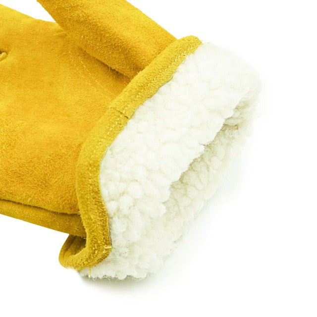 OZERO Winter Work Gloves for Men and Women, Insulated Leather, Gold, Medium Gold (Pack of 1)