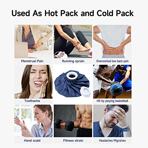 BICAREE Ice Pack for Injuries Reusable, Ice Bags Hot Water Bag for Hot & Cold Therapy and Pain Relief with Cover, No-Leak Elastic Breathable Ice Bag, Size 9" 9''