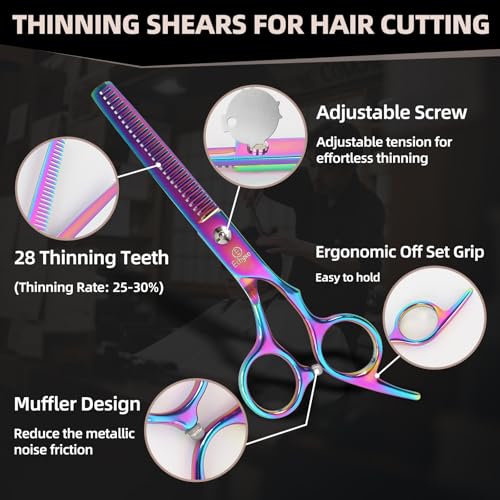 Hair Cutting Scissors Professional Set, Hairdressing Shears Rainbow