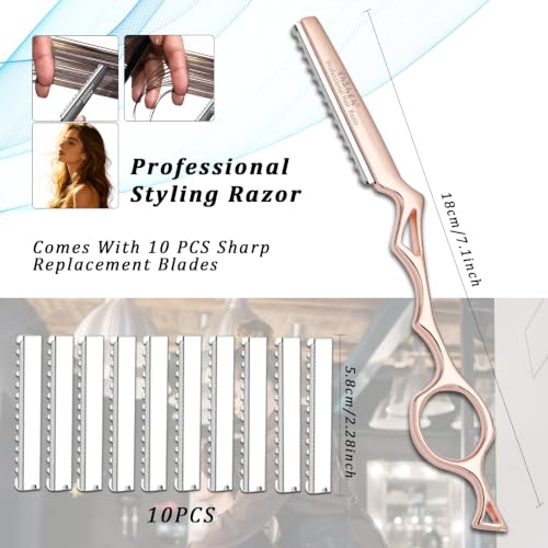 YASAKA Hair Razors For Cutting Hair with 10 Replacement Blades -Rose Gold rose gold