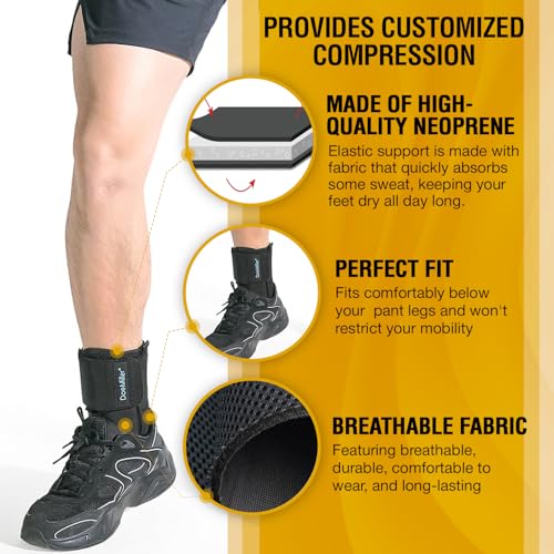 Doc Miller Lace Up Ankle Brace with Adjustable Straps for Men & Women Black Medium