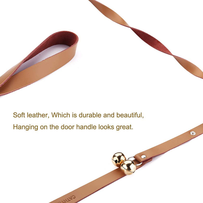 Leather Dog Doorbells for Door Knob/Potty Training/Go Outside, Length Adjustment Copper Dog Bell, Housetraining Hanging Bell, Brown Leather Golden Bells. - BeesActive Australia
