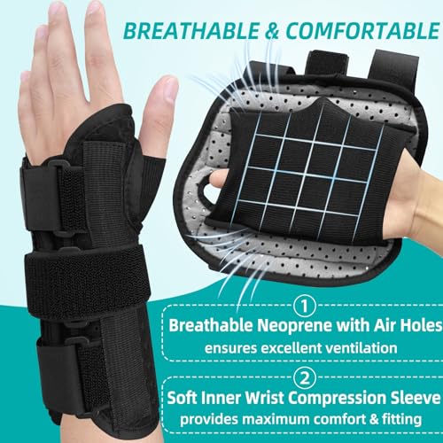 Carpal Tunnel Wrist Brace Night Support Hand Brace Wrist Support Black-Left
