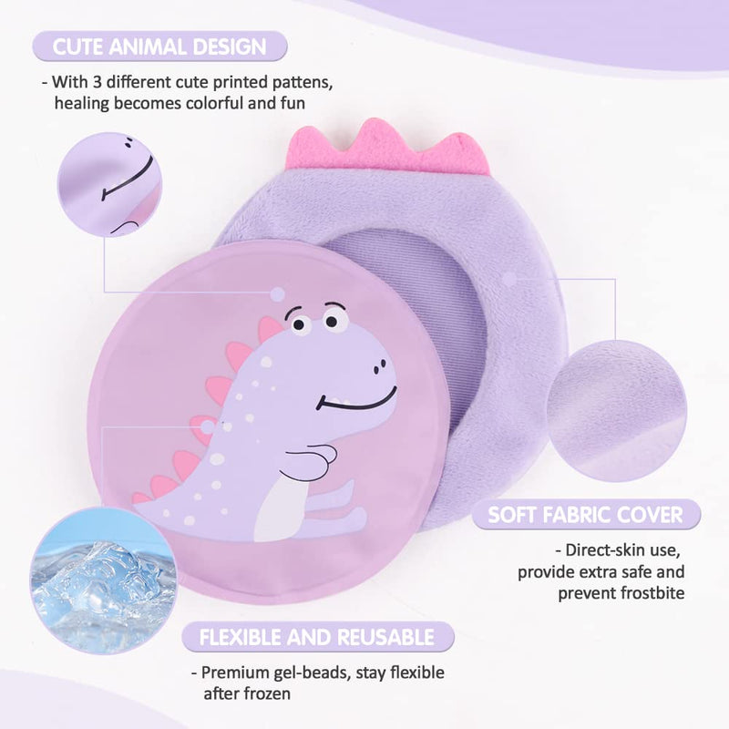 Hilph® Bundle of 3 Kids Ice Pack with Macaron Pattern + 3 Nylon Dinosaur Kids Ice Pack with Cover - BeesActive Australia