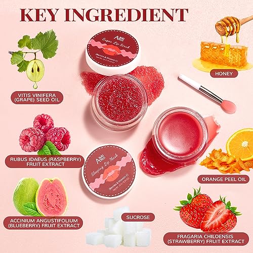 ANAI RUI Lip Scrub & Lip Mask Set, Strawberry berry