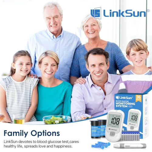 LinkSun G-425-1 Glucose Monitor Kit, 100 Strips & Lancets for Diabetes