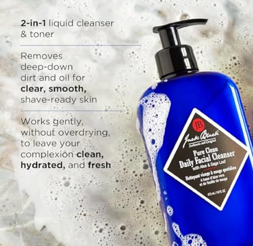 Jack Black Pure Clean Daily Facial Cleanser, Men's Sulfate-Free Face Wash, Hydrating Facial Cleanser & Toner, Removes Dirt & Oil, For All Skin Types 6 Fl Oz (Pack of 1)