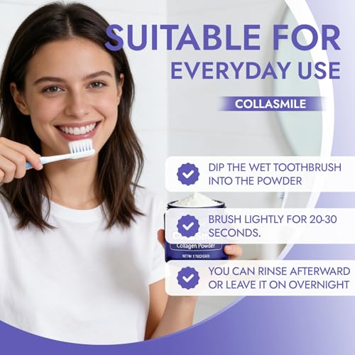 Collagen Tooth Powder with Hydroxyapatite – Enamel Strengthening Toothpaste Powder for Healthy Gums, Natural Oral Care Formula