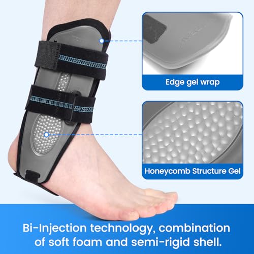 Velpeau Ankle Stabilizer Brace for Sprain, Ligament Injury (Grade 1 to 2), Tendonitis, Adjustable Stirrup Ankle Support Splint for Women and Men,Reversible Left & Right Feet, One Size(Foam Pads, Grey) Foam Pads