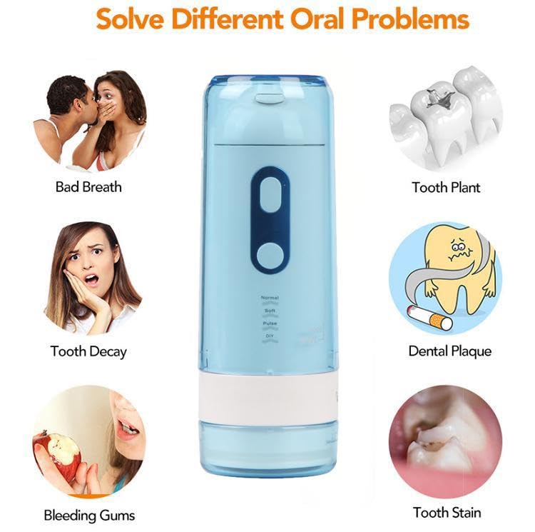 Water Dental Flosser Pick for Teeth,Cordless Portable Oral Irrigator 200ML Rechargeable Home&Travel Power Flosser,4 Modes&IPX7 Waterproof Electric Water Flosser for Teeth