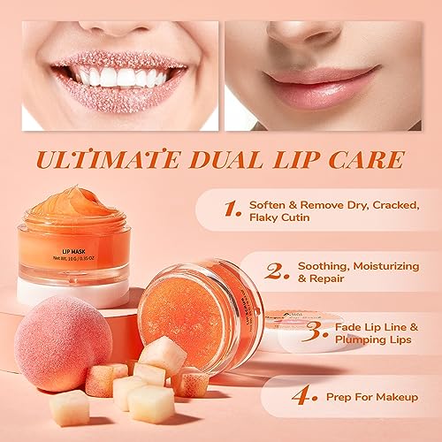 ANAI RUI Lip Scrub & Lip Mask Set, Peach orange