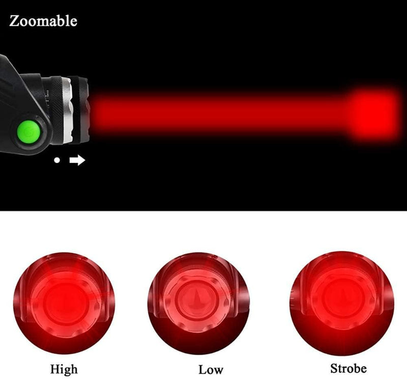 LUXNOVAQ Rechargeable Red Light Headlamp, Motion Sensor Super Bright Headlamp with Red Light, 3 Modes Zoomable Waterproof Predator Hunting for Coyote, Hog, Coon Hunting Light, Night Vision - BeesActive Australia