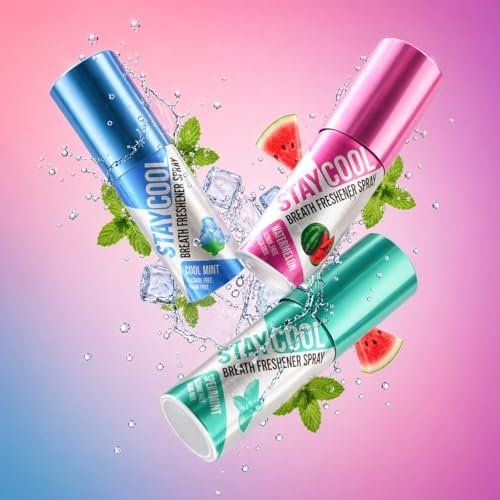 Stay Cool Mint Duo Plus Watermelon Breath Freshener Sprays - Cool Mint, Spearmint, Watermelon 3-Pack