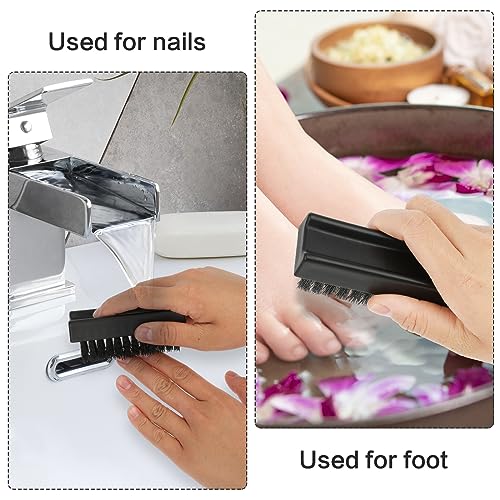 Amaxiu 2 Pack Hand Nail Brush for Cleaning Fingernails, Durable Nylon Firm Stiff Bristles Nail Scrubber Brushes for Men Mechanics Gardeners Scrubbing under Fingers Foot Toes Nails Scrub Brush Black
