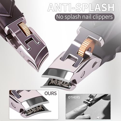 Toenail Clippers for Thick Toenails & Ingrown Nails, Wide Jaw Heavy Duty Nail Clippers with Long Handle for Seniors & Men, Complete 4-Piece Set with Slanted Clippers, Curved Ingrown Nail Nipper & File