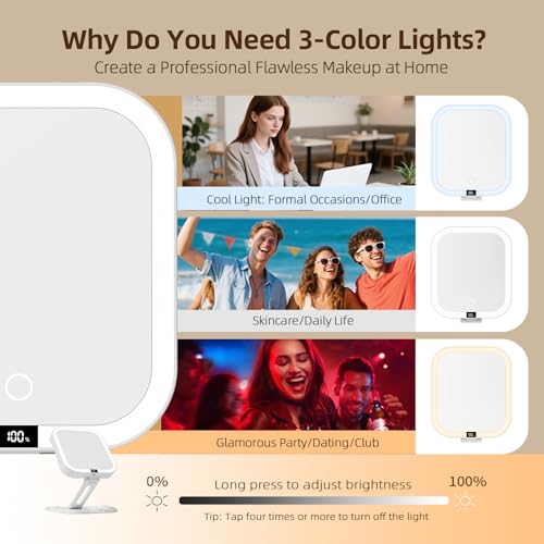 Travel Makeup Mirror with Lights,1X/10X Foldable Magnifying Mirror