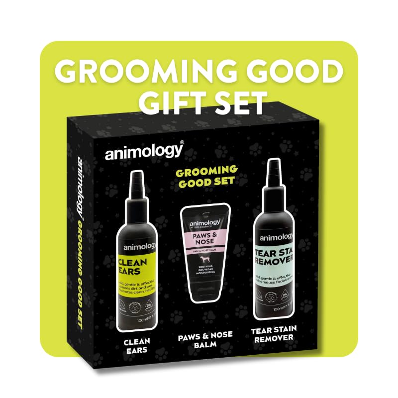Animology Grooming Good Set, Dog Gift Set with Clean Ears Solution, Tear Stain Remover and Nose and Paw Balm