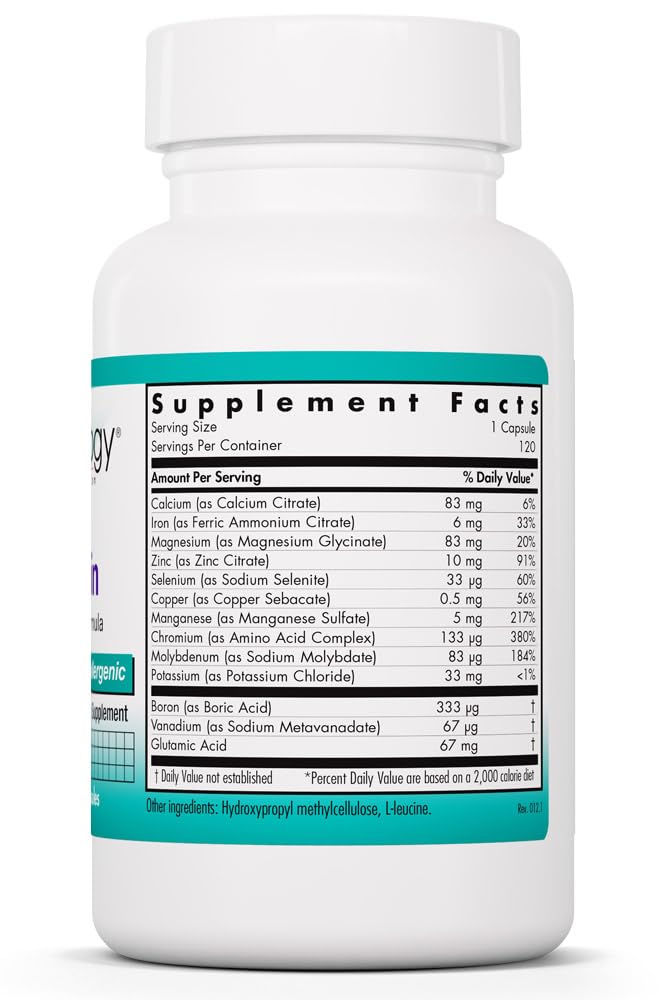 NutriCology MultiMin Essential Mineral Blend, 120 Vegetarian Capsules | Essential Macro, Trace and Ultra Trace Minerals Supporting Mineral Balance, Absorption and Cellular Function