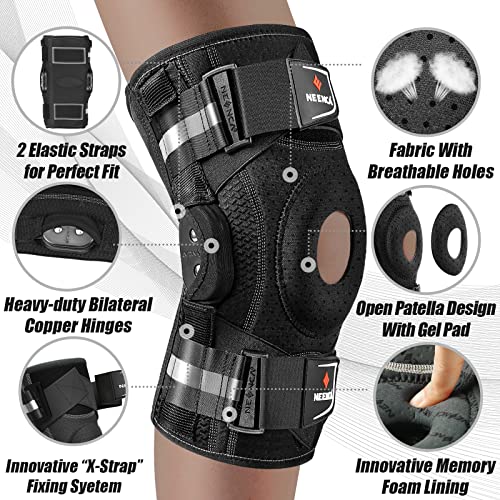 NEENCA Professional Knee Brace, Hinged Knee Support for Women & Men Relief Medium Black - Single
