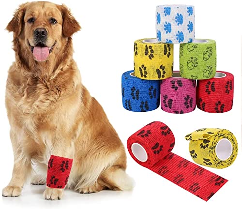 Veraing Self-Adhesive Bandage for Pets, Elastic Cohesive Adhesive Bandage Cohesive Fixing Bandage for Dog, Horse, Pet, Wrap Adhesive Bandage for Wrist Ankle Finger (6 Rolls) - BeesActive Australia