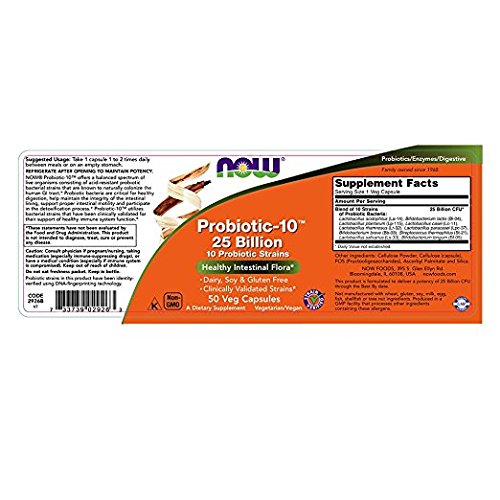 Now Foods Probiotic-10 25 Billion 50Vcaps (2 Bottles) 100 Count (Pack of 1)