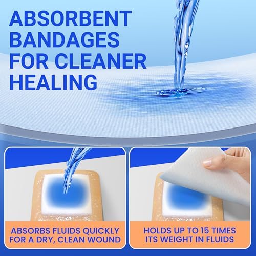 Large Waterproof Bandages 4x4 Silicone Foam Dressing Sensitive Skin, 20 PCS 4"x4"(20PCS)